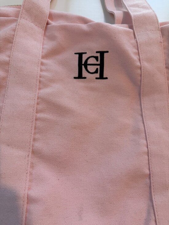 Carolina Herrera Handbags - Carolina Herrera Good Girl Canvas Tote Bag Light Pink Embroidered CH Logo Zip To
